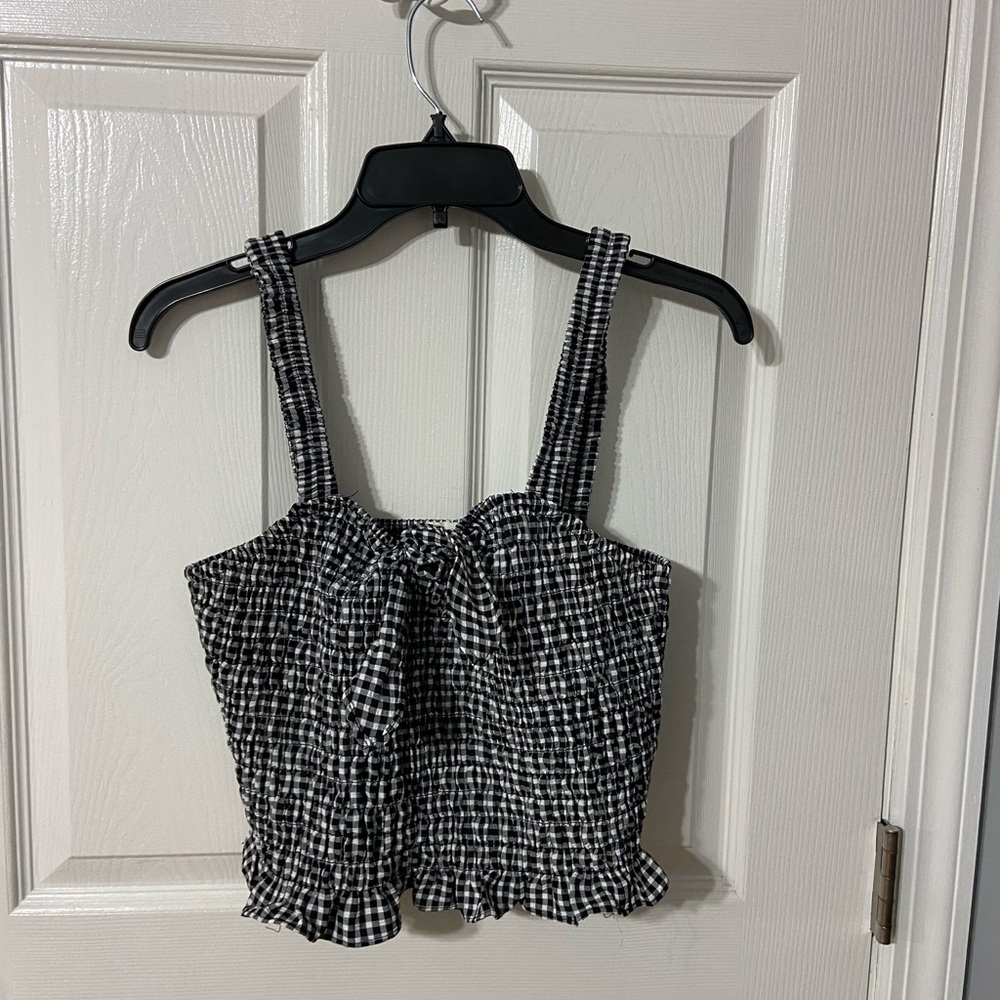 Sienna Sky Black and White Gingham Crop Top